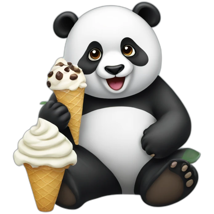 Panda eating ice cream emoji