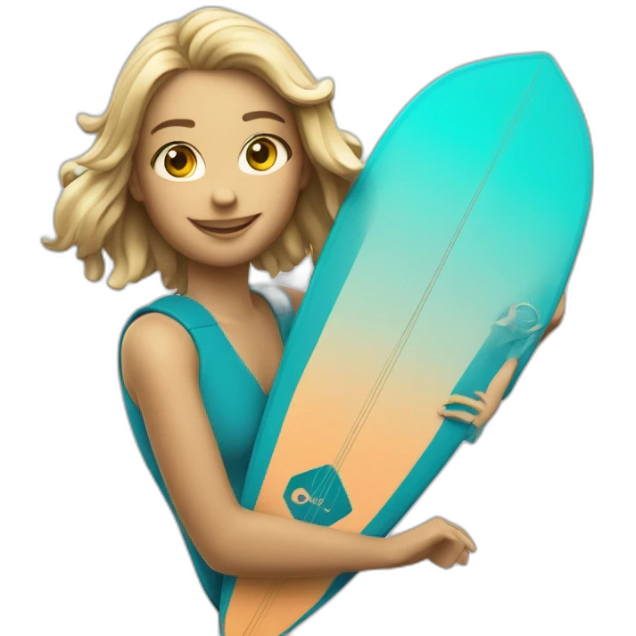Surfer Girl with duotone kite and twintip board emoji
