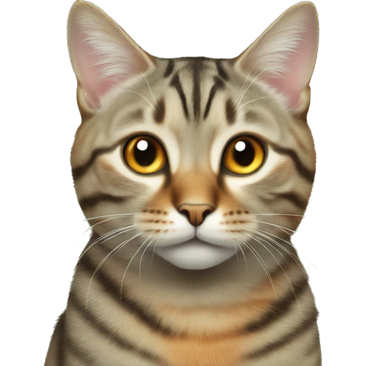 tabby cat with orange and gray on fur and light green eyes emoji