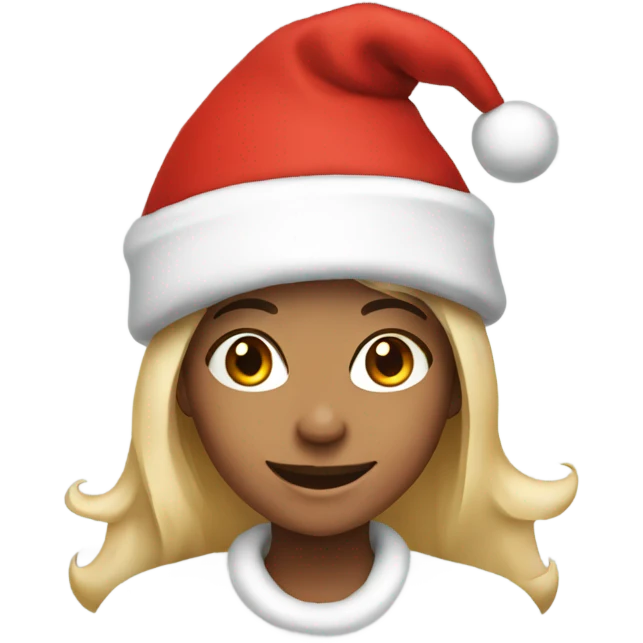Smiling girl with a Santa hat on  emoji