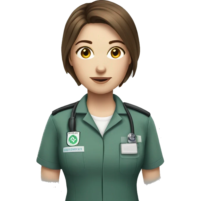 Woman paramedic brown hair fair skin emoji