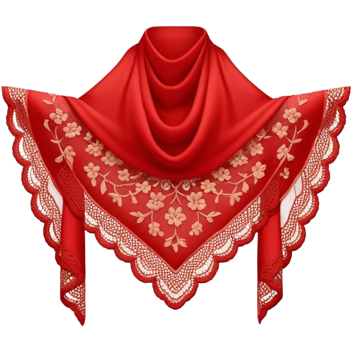 A simple red lace shawl with a delicate design emoji