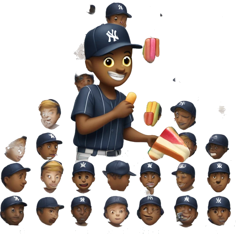 Boy with yankees cap eating popsicle  emoji
