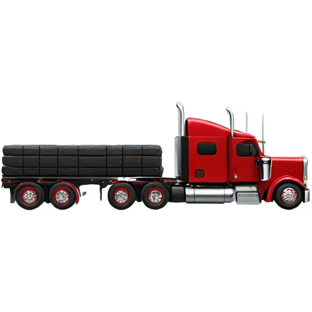 Peterbilt 389 black with red frame with flat top and slash cut exhaust stacks and dual rear tires and flat bumper emoji