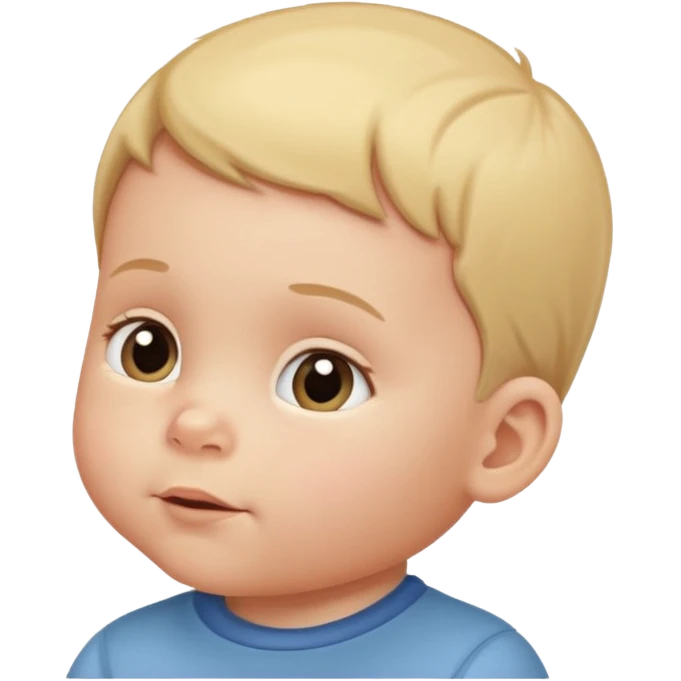 a baby in profile, head upwards, thinking emoji