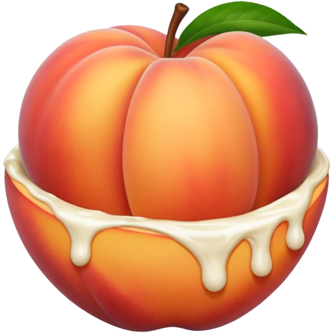 White cream drenched on a peach on a black couch emoji