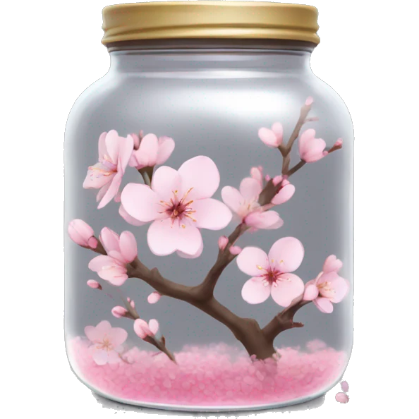 Realistic sakura in a transparent jar emoji