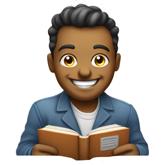 happy entrepreneur smirking face with book emoji