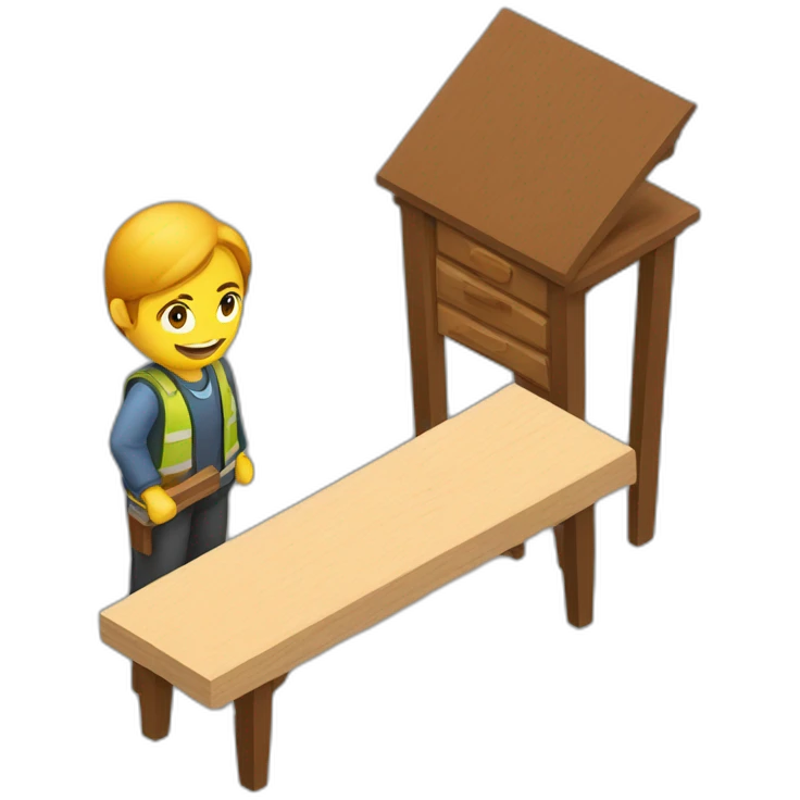 isometric woodworking teacher with student emoji