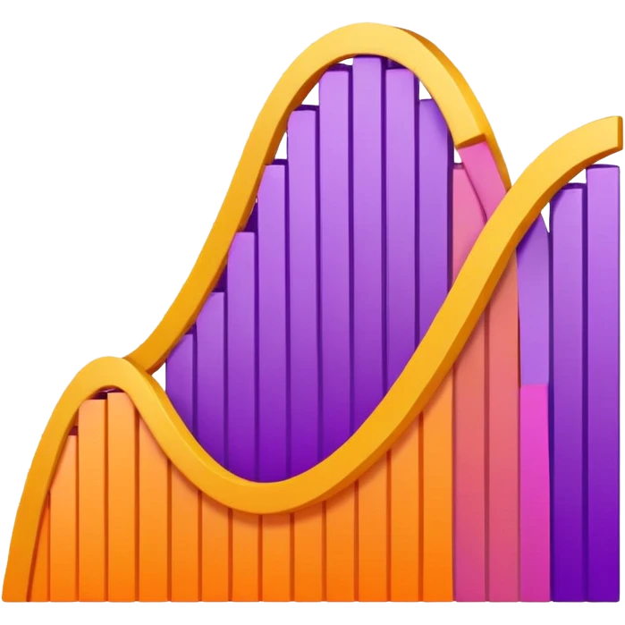 A purple, orange, and yellow graph with multiple curved lines emoji