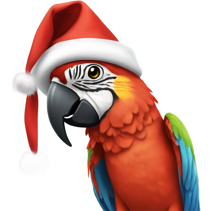 Macaw wearing a Christmas hat emoji