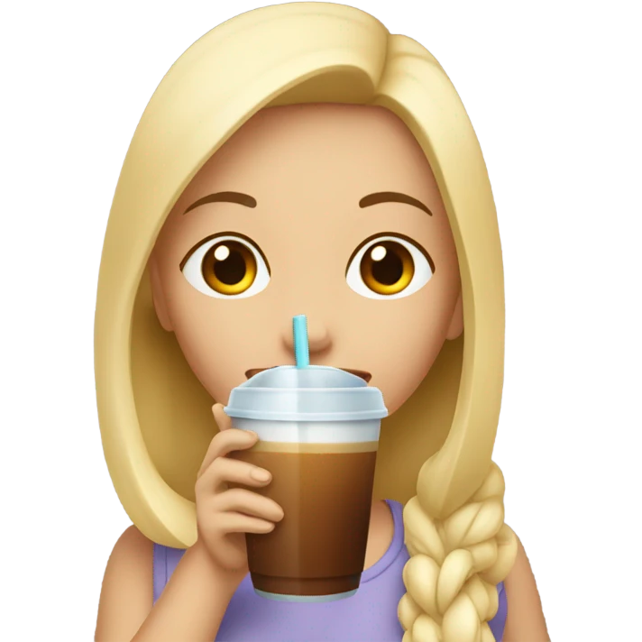girl enjoying an iced coffee emoji