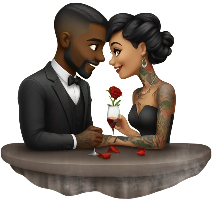 Romantic fancy date for beautiful tattooed couple emoji