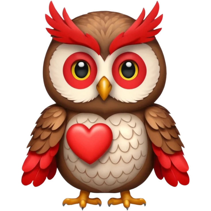 Owl holding hearts emoji