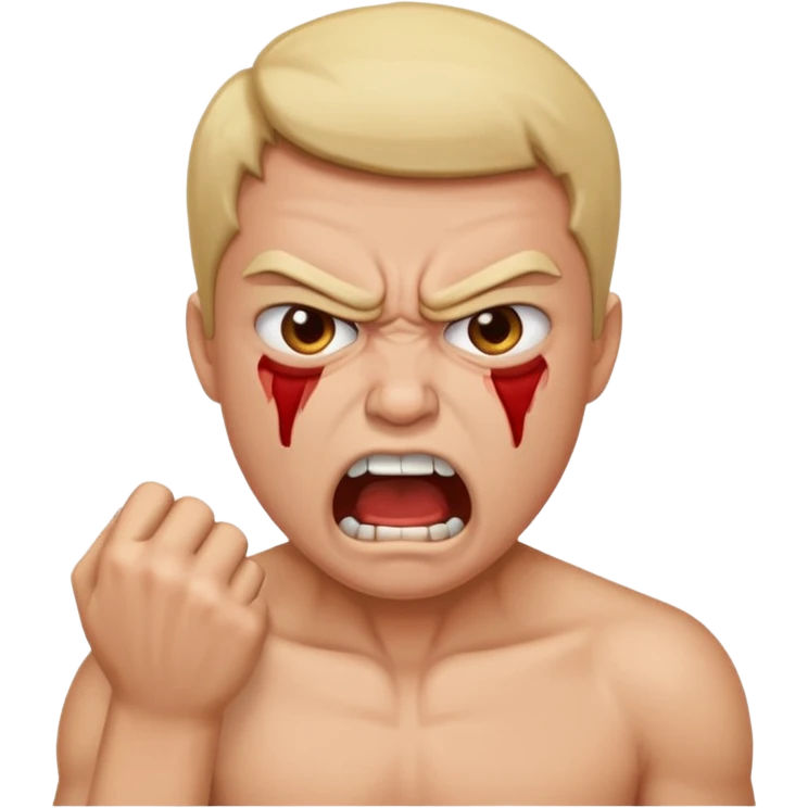 Person choking themselves with angry look an themselves emoji