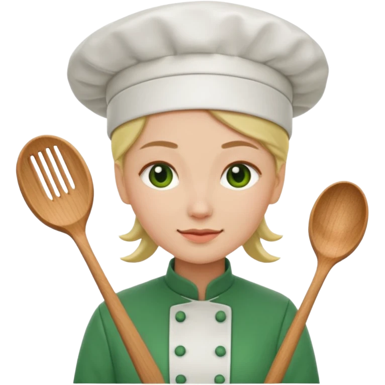 Small icon emoji of woman chef cook, minimum details, green #36a767 main colorSmall icon emoji of woman chef cook, minimum details, green #36a767 main color emoji