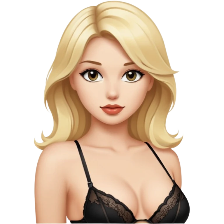 Горячая блондинка в черном  нижнем белье соблазняет  emoji