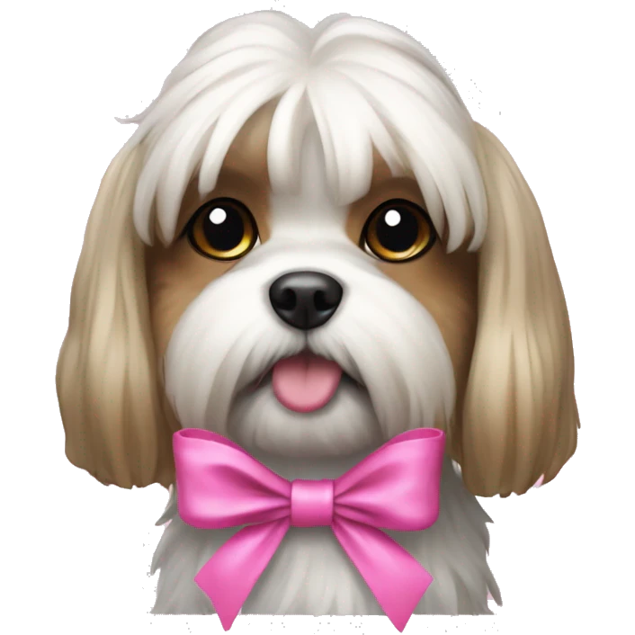 shitzu dog with a pink ribbon emoji