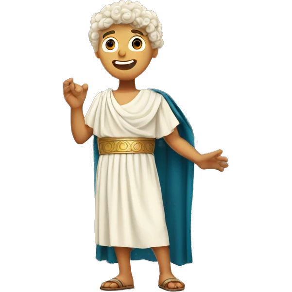 white boy in a Ancient Greek costume singing, on stage  emoji