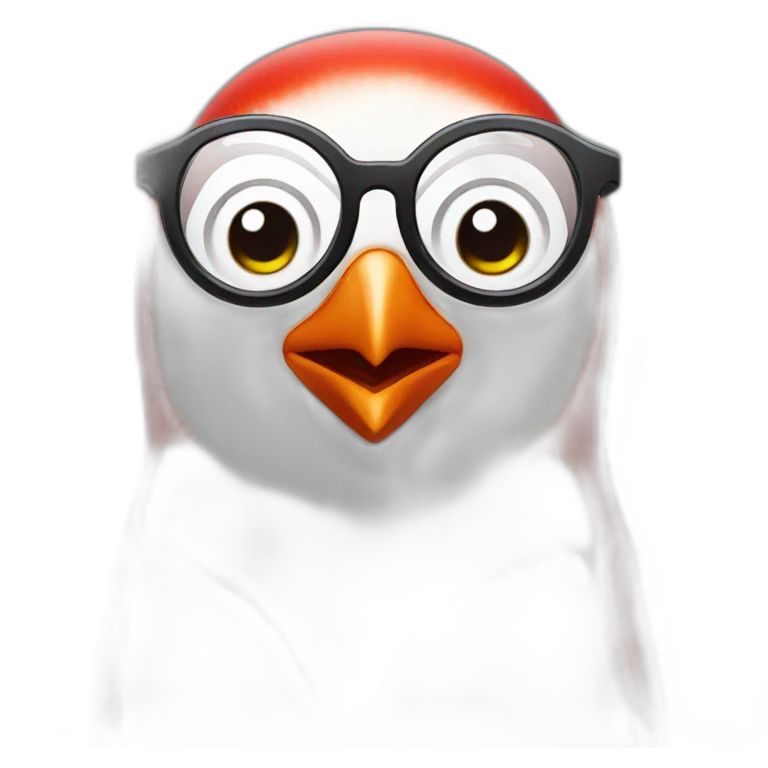 Red Penguin With Glasses emoji
