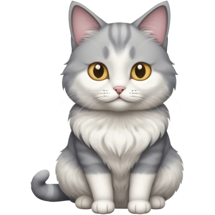 a grey and white cat sitting regally emoji