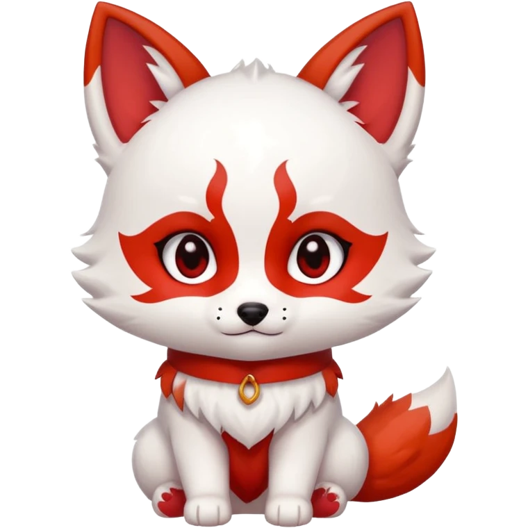 Silently judging white with red marks Chibi baby cute kitsune   emoji