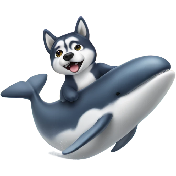 A husky riding a whale emoji