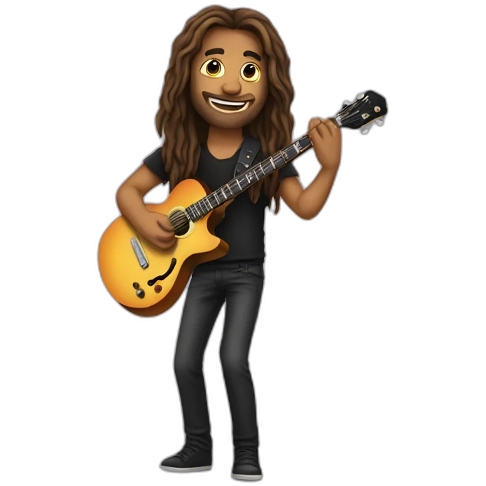 Guitarist with long hair playing emoji