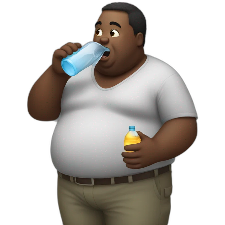 fat guy from africa drinking water emoji