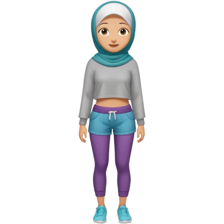 Girl with hijab full body and she stomach and legs emoji