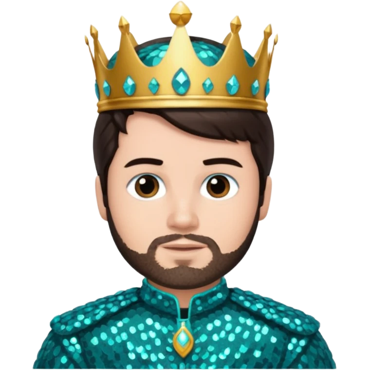 King Daniel from The Bible with dark brown hair, teal sequin outfit emoji