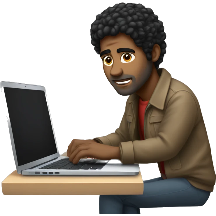 North African man with black hair typing on a MacBook Pro  emoji