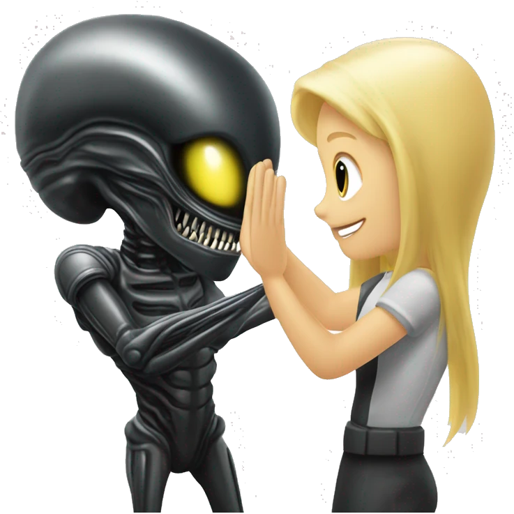 Xenomorph giving high-five to a blonde girl emoji