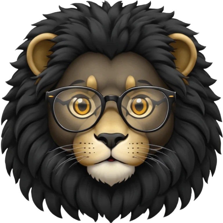 Black Lion with glasses on emoji