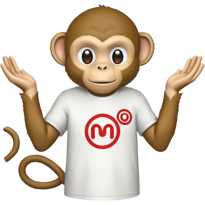 Monkey wearing a shirt that has a Manji symbol emoji