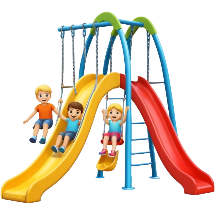 children's playground, vibrant slide and swings emoji