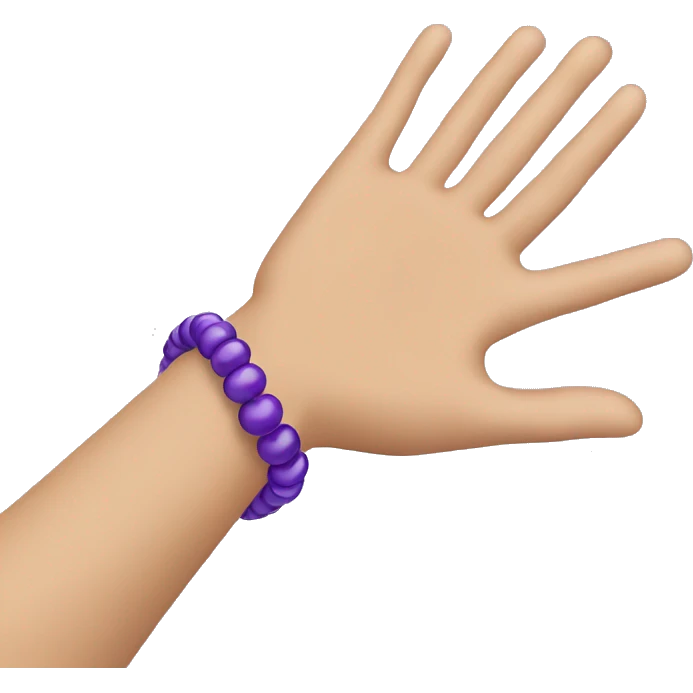hand with purple bead bracelet waving emoji