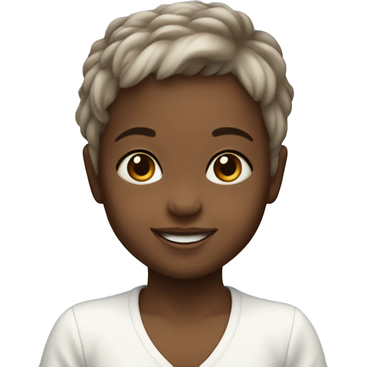 White Baby girl with short wispy brown hair smiling  emoji