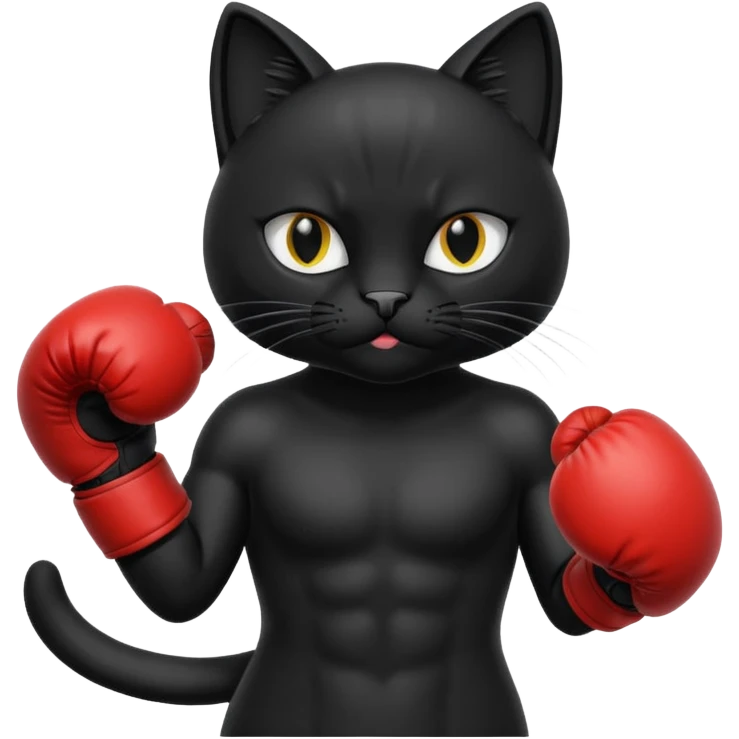 Black cat with boxing gloves emoji
