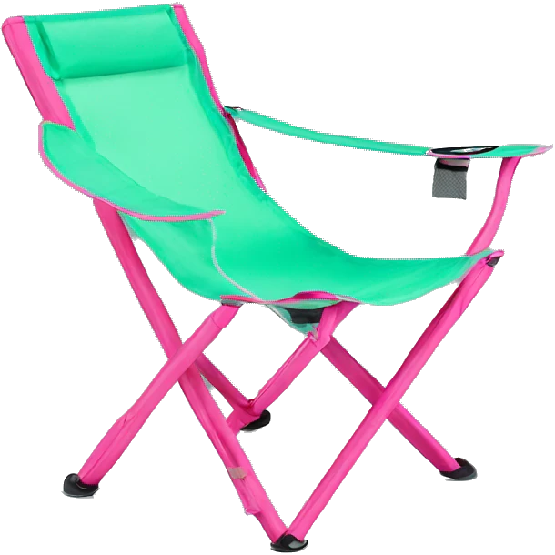Realistic mint green and hot pink folding outdoor chair. emoji