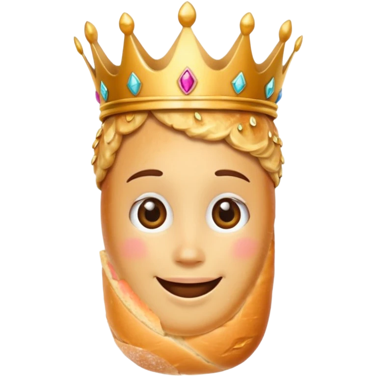 whimsical baguette with a crown on top emoji