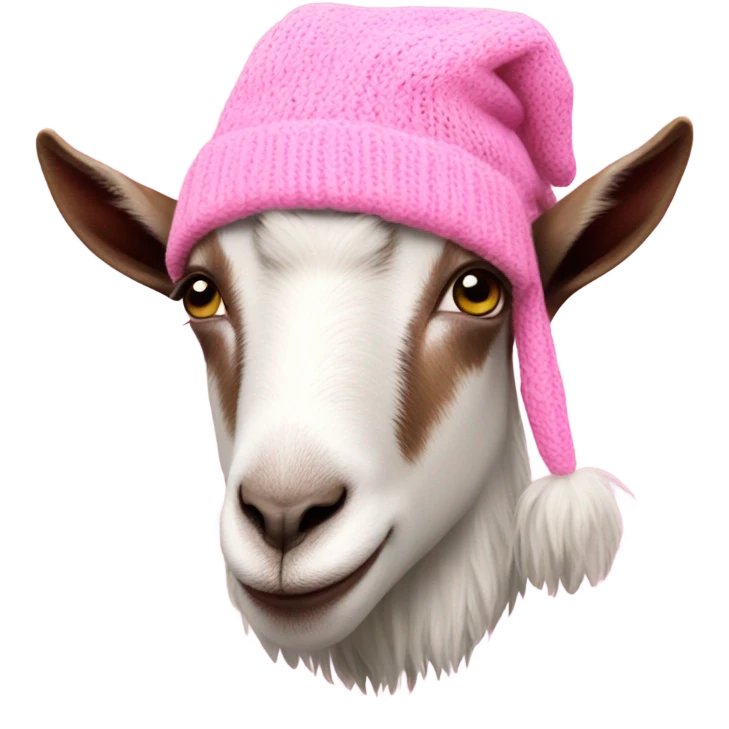 A goat in a pink knitted hat emoji