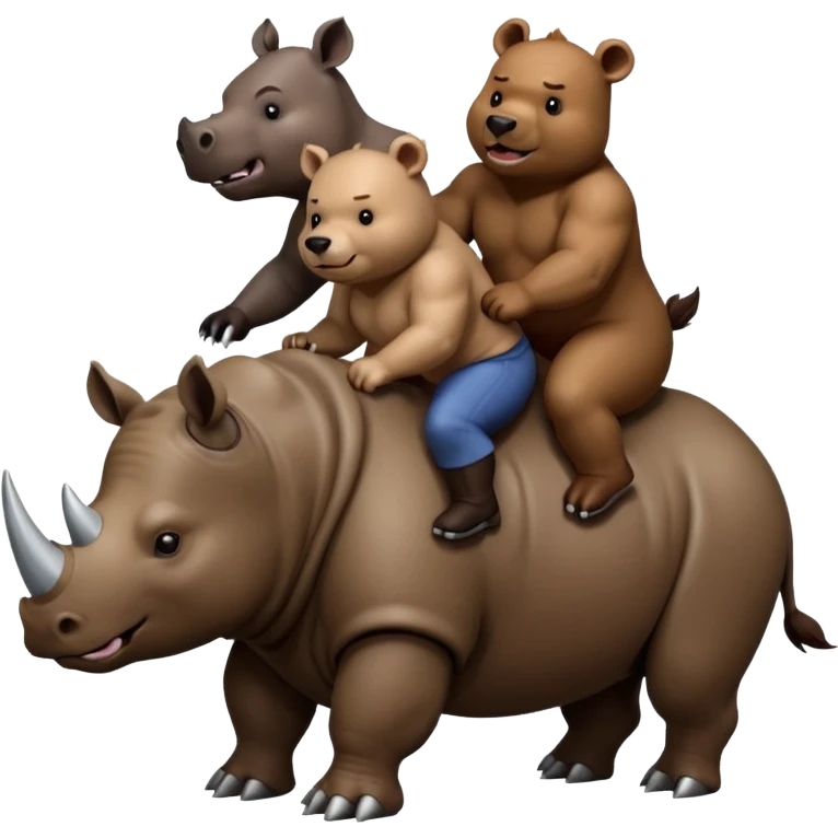 3 bears riding a rhino emoji