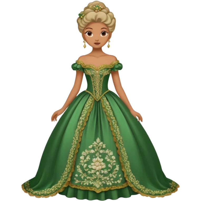 model wearing a green rococo gown emoji