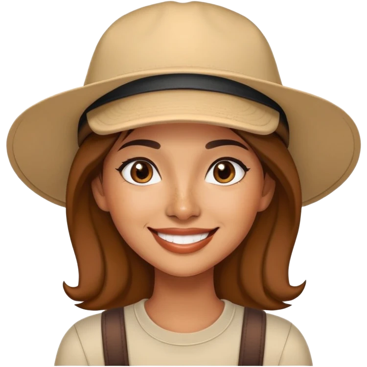 stylish latin-american woman wearing a cap and smiling with a small mole mark on her right chin emoji