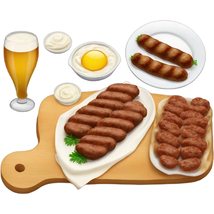 Bosnian cevapi with somun and kaymak emoji