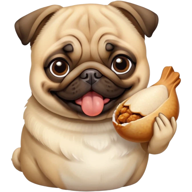 Pug eating chicken emoji