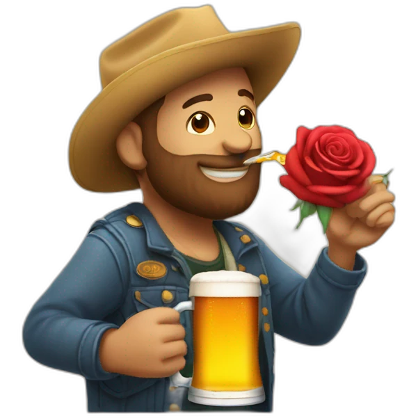 rose drinking a beer emoji