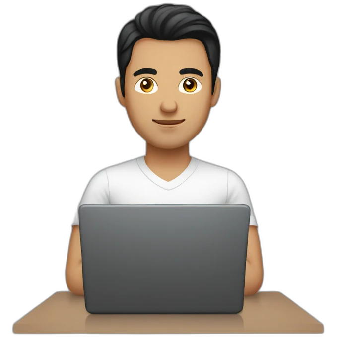 black hair central asian man with laptop emoji