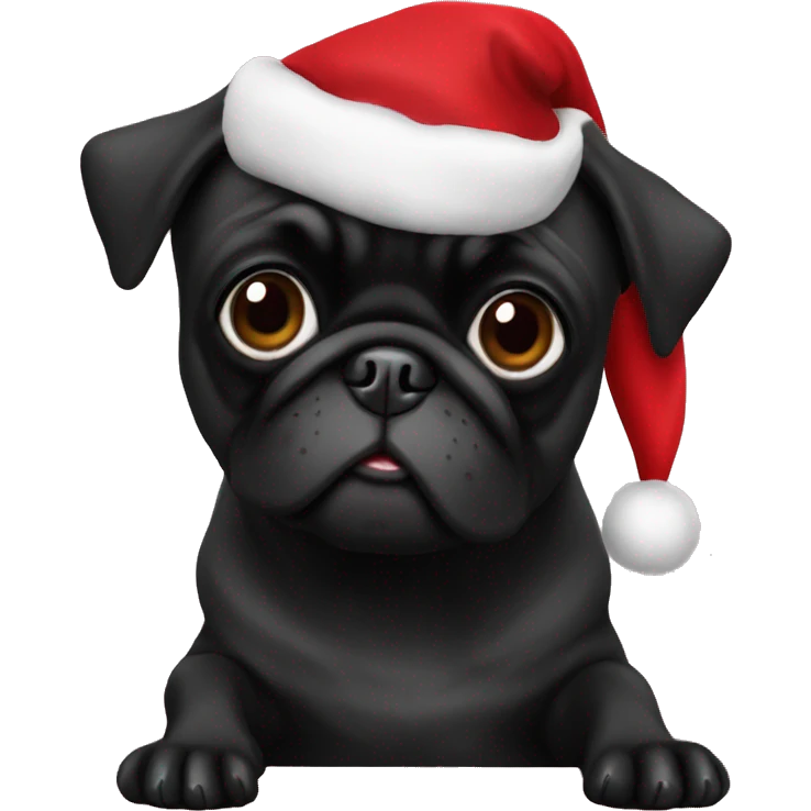 Black pug with Santa emoji